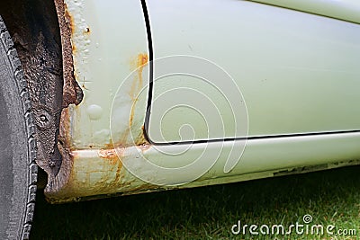 Car, threshold and wheel arch rusting Stock Photo