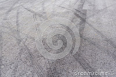 Car tire slamming marks on asphalt road Stock Photo