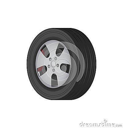 Car Tire of Solid Best Quality Rubber for Winter Vector Illustration