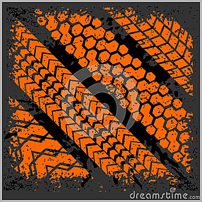 Car tire tracks with grunge - vector set Vector Illustration