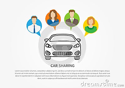 Car to share linear graphic design Vector Illustration