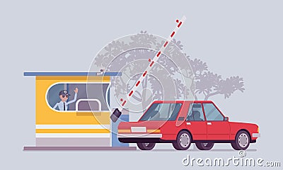 Car at toll booth Vector Illustration