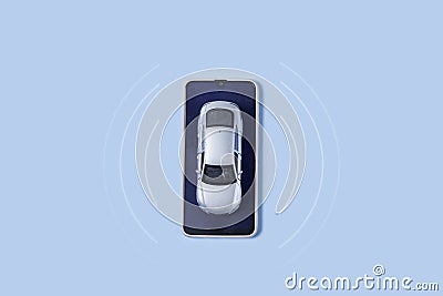 Searching car location with gps tracker and smartphone Stock Photo