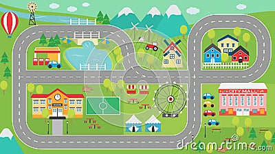 Car track play placemat HD Vector Illustration