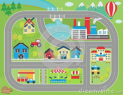 Car track play placemat Vector Illustration