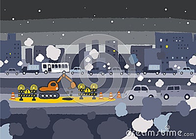 Car traffic jam Vector Illustration