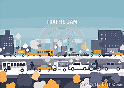 Car traffic jam Vector Illustration