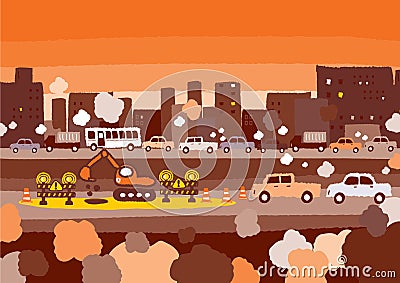 Car traffic jam Vector Illustration