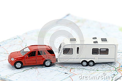 Car and trailer caravan Stock Photo