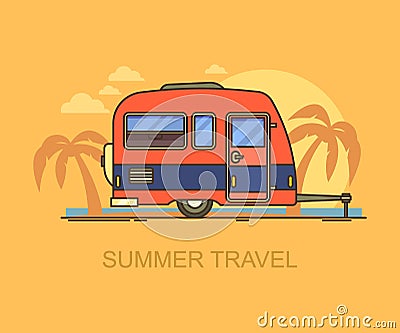Hind carriage or car trailer on beach Vector Illustration