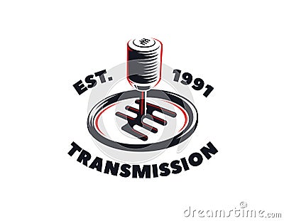 Car transmission service logo on white background. Vector Illustration