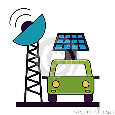 car transport antenna solar panel Cartoon Illustration