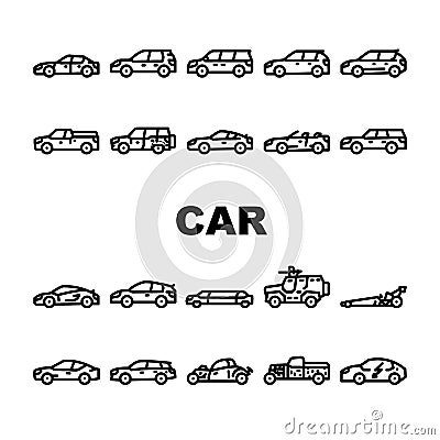 Car Transport Different Body Type Icons Set Vector Stock Photo