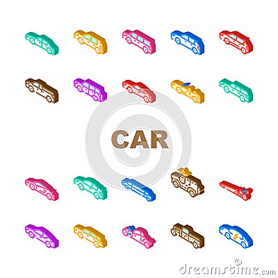 Car Transport Different Body Type Icons Set Vector Vector Illustration