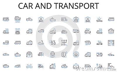 Car and transport line icons collection. Management, Strategy, Business, Collaboration, Agenda, Discussion, Planning Vector Illustration