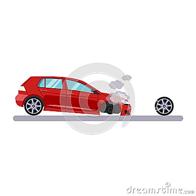 Car and Transportation Issue with a Wheel. Vector Illustration Vector Illustration