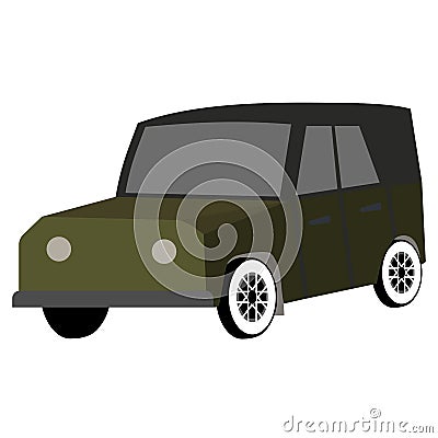 Car for travel, hunting, safari. Vector flat illustration. Vector Illustration