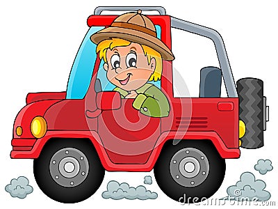 Car with traveller theme 1 Vector Illustration