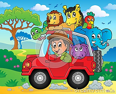 Car with traveller theme 3 Vector Illustration