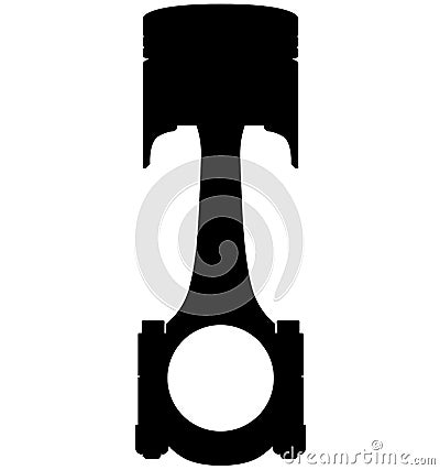 Car, Truck Engine piston with connecting rod, Detailed vector illustration realistic silhou Cartoon Illustration