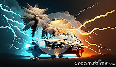 car tuning suv summer digital render created with generative AI Stock Photo