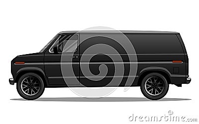 Car tunning. Matte black van. Detailed vector illustration. Vector Illustration