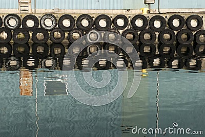 Car tyre harbour Stock Photo
