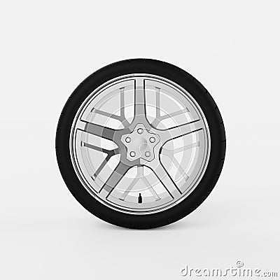 Car tyre or tire wheel on isolated white background. Transportation and vehicle accessories concept. 3D illustration rendering Cartoon Illustration