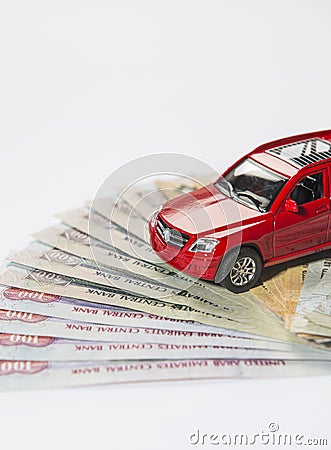 Car and UAE Dirham Stock Photo