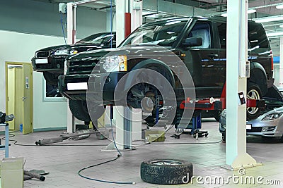 Car under repair Stock Photo