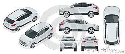 Car vector template on white background. Compact crossover, CUV, 5-door station wagon car. Template vector isolated Vector Illustration