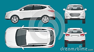 Car vector template on white background. Compact crossover, CUV, 5-door station wagon car. Template vector isolated Vector Illustration