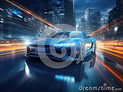 car or vehicle open headlamp parked in futuristic modern concept. Future transportation. Futuristic autonomous car. Driverless Stock Photo