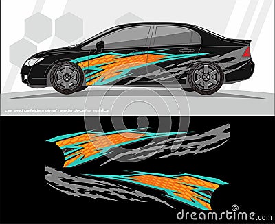 Car and vehicles decal Graphics Kit designs. ready to print and cut for vinyl stickers. Vector Illustration