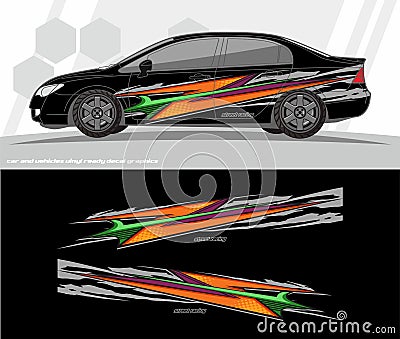 Car and vehicles wrap decal Graphics Kit designs. ready to print and cut for vinyl stickers. Vector Illustration