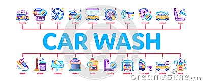 Car Wash Auto Service Minimal Infographic Banner Vector Vector Illustration