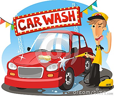 Car wash cartoon illustration Cartoon Illustration