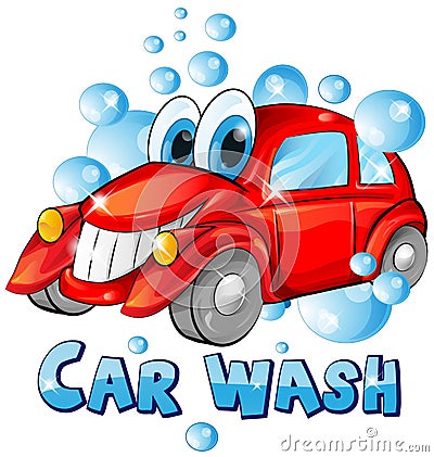 Car wash cartoon Vector Illustration