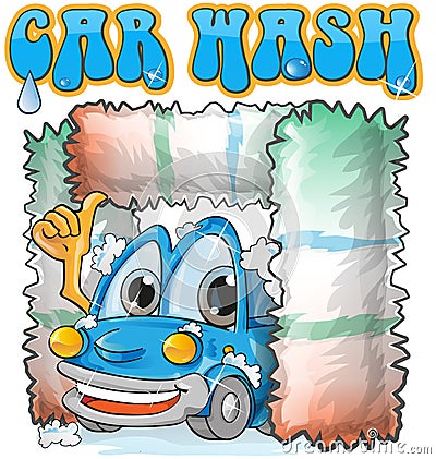 Car wash cartoon Vector Illustration