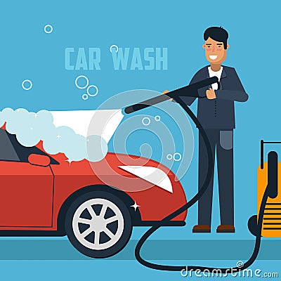 Car wash concept illustration Vector Illustration