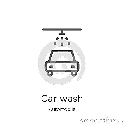 car wash icon vector from automobile collection. Thin line car wash outline icon vector illustration. Outline, thin line car wash Vector Illustration