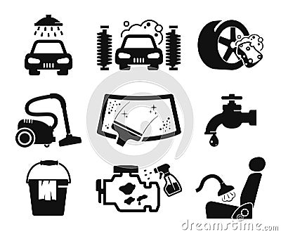 Car wash icons set Stock Photo