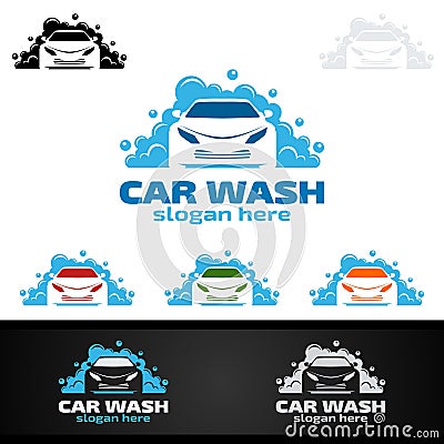 Car Wash Logo, Cleaning Car, Washing and Service Vector Logo Design Vector Illustration