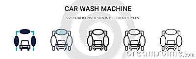 Car wash machine icon in filled, thin line, outline and stroke style. Vector illustration of two colored and black car wash Vector Illustration