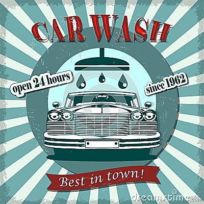 Car wash retro poster Stock Photo