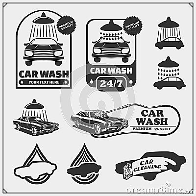 Car Wash service emblems. Template, concept, design elements for Car Wash logos. Vector Illustration