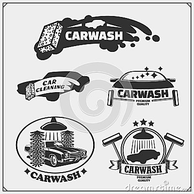 Car Wash service emblems. Template, concept, design elements for Car Wash logos. Vector Illustration