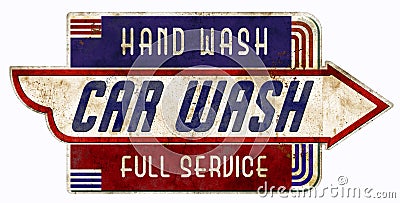 Car Was Sign Retro Vintage Garage Full Service Hand Wash Stock Photo