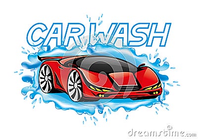 Car wash sign. Vector Illustration