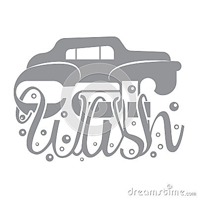 Car Wash Signage Gray Vector Illustration